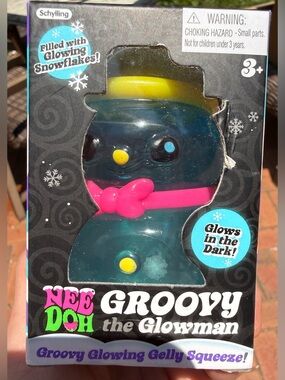 NeeDoh Groovy the Glowman Kids Toy - Teal with Pink Accents. Christmas 2024